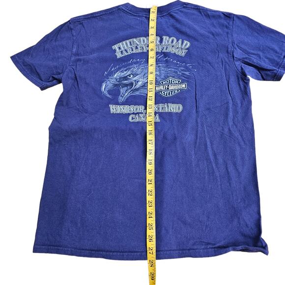 Harley Davidson Windsor, Ontario Canada‎ Blue T-Shirt Chest 42" L - Picture 4 of 11